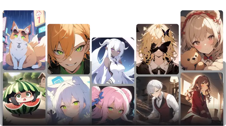 Hero image displaying diverse anime-themed ai generated art